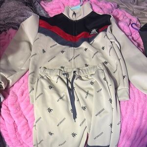 Kappa Beige Tracksuit with Red and Black Accents
